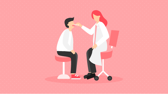 Illustration of doctor seeing a patient