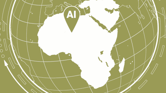 Africa map and location sign with letters AI over it