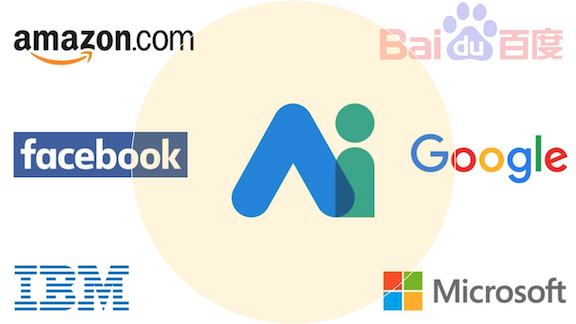 Partnership in AI, Amazon, Baidu, Google, Facebook, IBM, Microsoft logos 