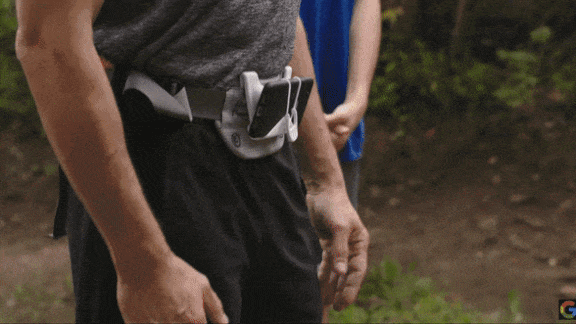 Video showing a Google app helping to keep a runner with impaired vision on track