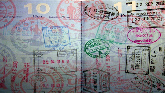 Passport with multiple stamps
