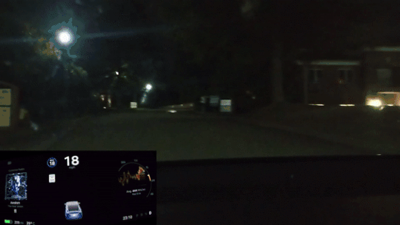 Autonomous vehicle detecting images projected on the street 