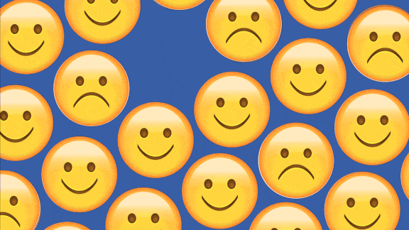 Animation alternating sad and happy emojis