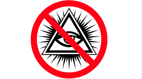 Forbidden sign over different potentially dangerous falsehood symbols
