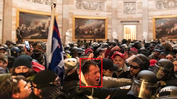 Face detection being used on a person during assault on the U.S. Capitol