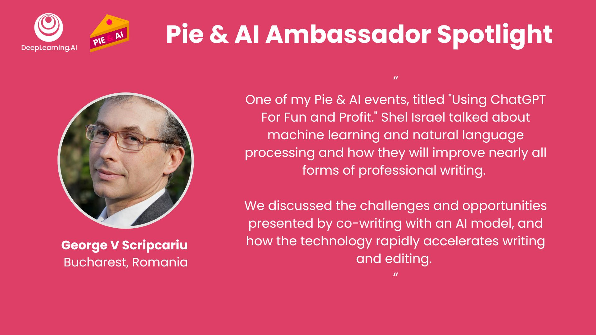 Pie & AI ambassador George V Scripcariu